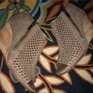 Lucky Brand Taupe leather Wedge Bootie